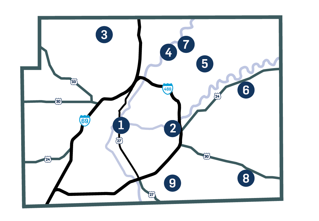 map of allen county