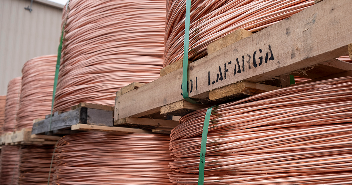 copper wire on wood pallets 