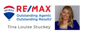 Re Max Realty logo with photo of agent Tina Stuckey