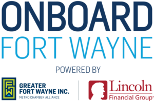 Onboard Fort Wayne program logo. Program sponsored by Lincoln Financial Group.