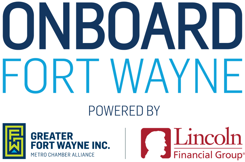Onboard Fort Wayne program logo. Program sponsored by Lincoln Financial Group.