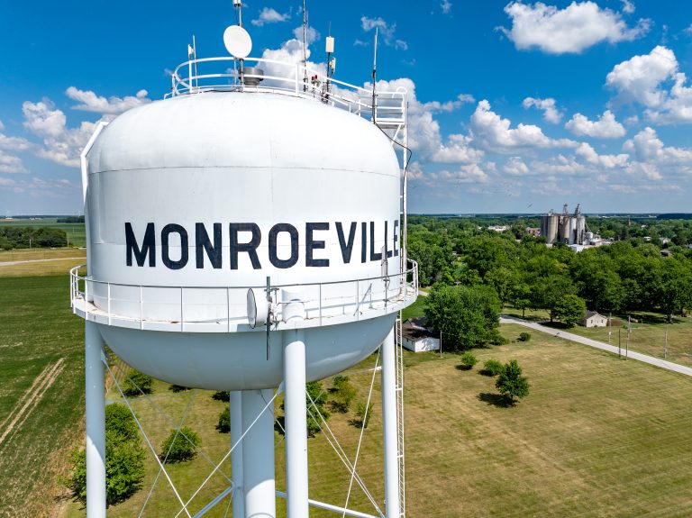 water tower in Monroeville, Indiana