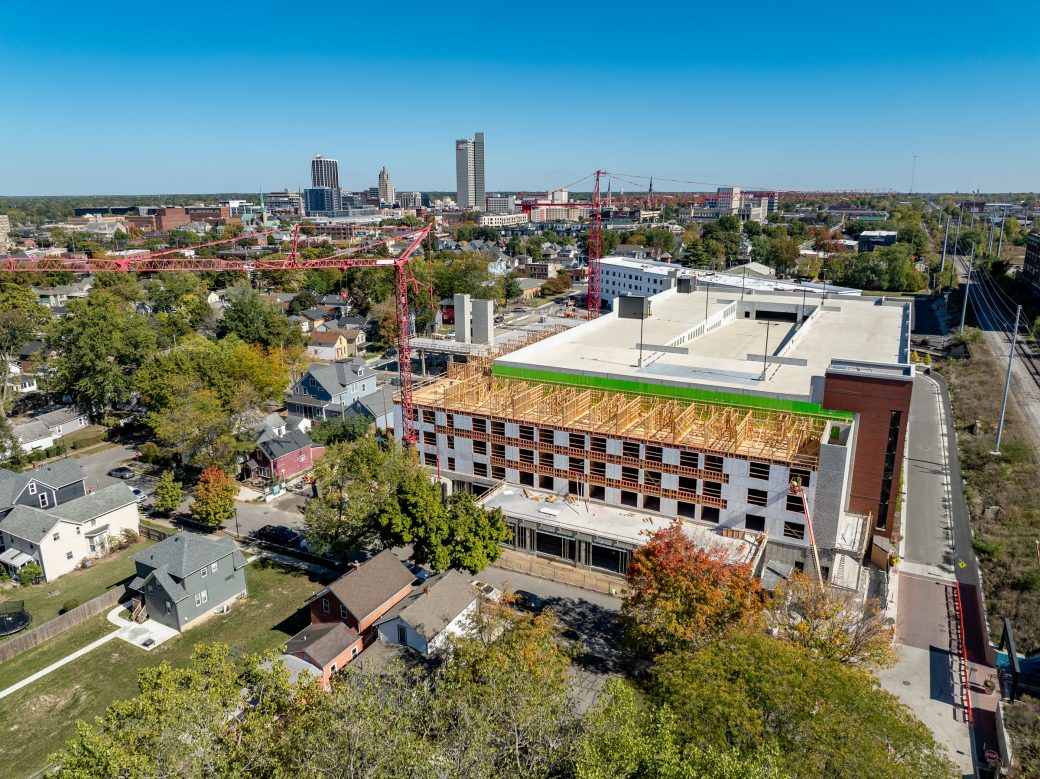 Drone image of the Elix at Electric Works