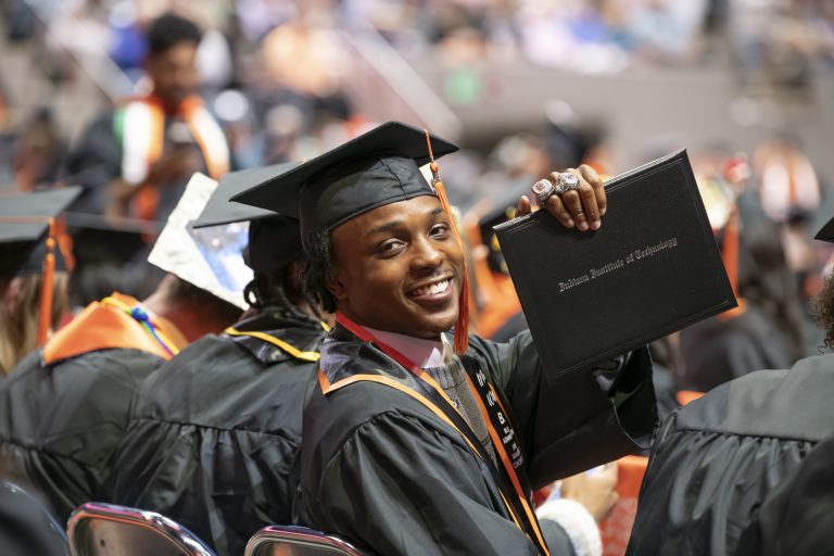 Indiana Tech Graduate at Commencement Ceremony
