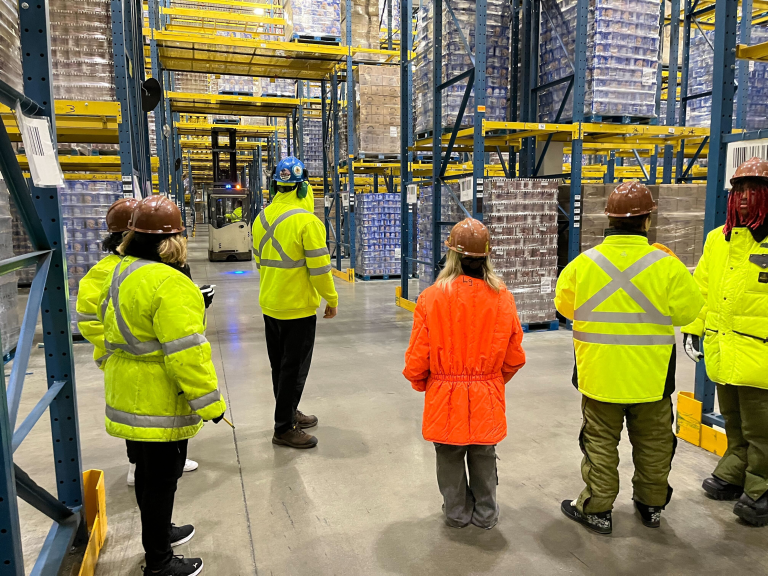 students touring food bank