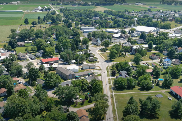aerial of Harlan, Indiana
