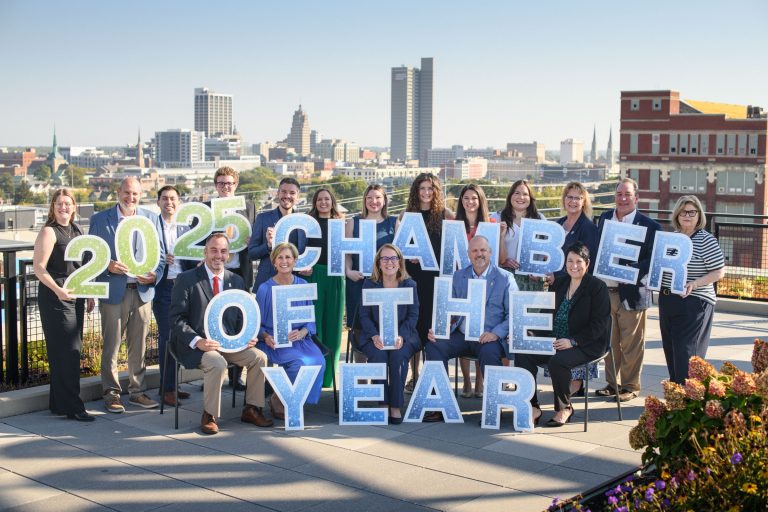 Greater Fort Wayne Inc. staff celebrates 2025 Chamber of the Year Award