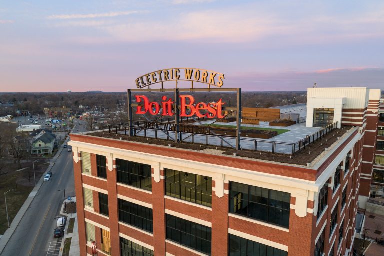 Do it Best sign on Electric Works building