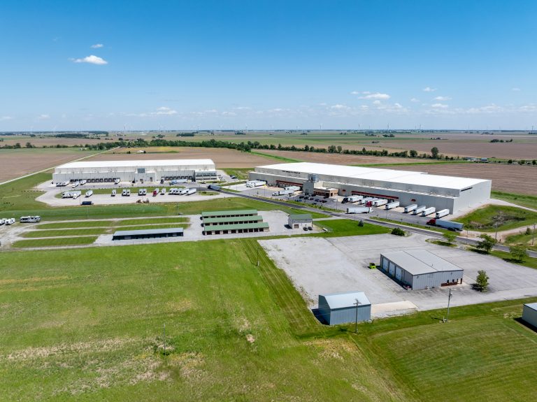 North American Cold Storage building, drone imagery.