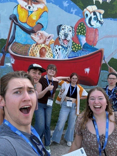 Students enjoying a scavenger hunt in downtown Fort Wayne.