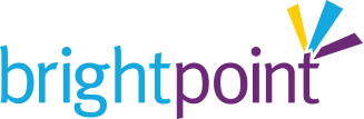 Image of brightpoint logo, blue and purple.